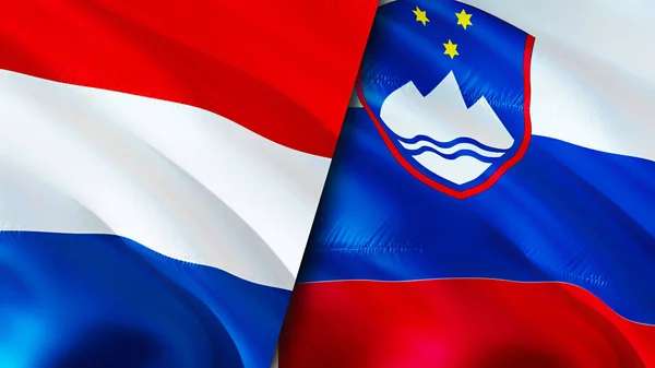 Bandiere Olandesi Slovene Progettazione Bandiera Sventolante Paesi Bassi Slovenia Bandiera — Foto Stock