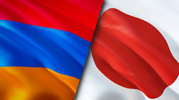Armenia Japan Flags Waving Flag Design Armenia Japan Flag Picture — Stock Photo, Image