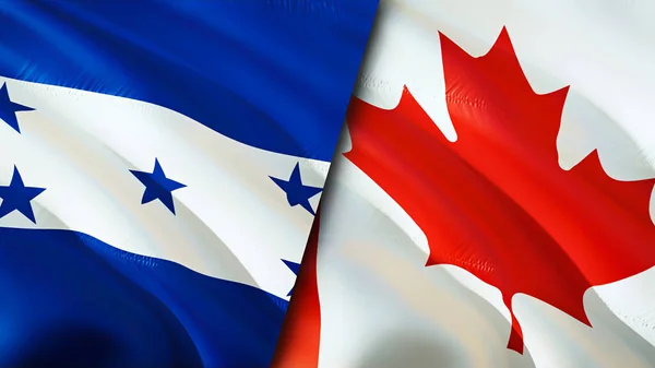 Banderas Honduras Canadá Diseño Banderas Waving Bandera Honduras Canadá Foto — Foto de Stock