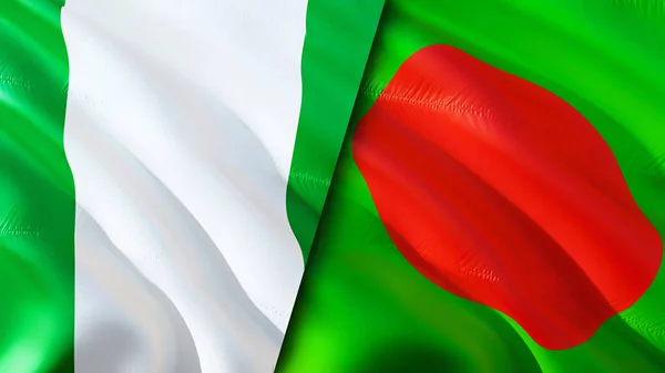 Nigeria Bangladesh Flags Waving Flag Design Nigeria Bangladesh Flag Picture — Stock Photo, Image