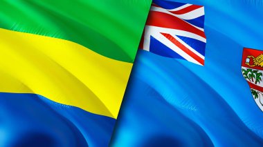 Gabon ve Fiji bayrakları. 3 boyutlu dalgalanan bayrak tasarımı. Gabon Fiji bayrağı, resim, duvar kağıdı. Gabon Fiji 'ye karşı, görüntü 3 boyutlu. Gabon Fiji ilişkileri ittifak ve ticaret, seyahat, turizm konsepti