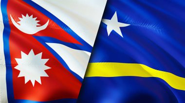 Nepal ve Curacao bayrakları. 3 boyutlu dalgalanan bayrak tasarımı. Nepal Curacao bayrağı, resim, duvar kağıdı. Nepal, Curacao 'ya karşı, görüntü 3 boyutlu. Nepal Curacao ilişkileri ittifak ve ticaret, seyahat, turizm konsepti