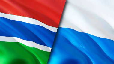 Gambiya ve San Marino bayrakları. 3 boyutlu dalgalanan bayrak tasarımı. Gambia San Marino bayrağı, resim, duvar kağıdı. Gambiya, San Marino 'ya karşı, görüntü 3 boyutlu. Gambiya San Marino ilişkileri ittifak ve ticaret, seyahat, turnuva