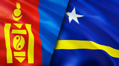 Moğolistan ve Curacao bayrakları. 3 boyutlu dalgalanan bayrak tasarımı. Moğolistan Curacao bayrağı, resim, duvar kağıdı. Moğolistan, Curacao 'ya karşı, görüntü 3 boyutlu. Moğolistan Curacao ilişkileri ittifak ve ticaret, seyahat, turnuva