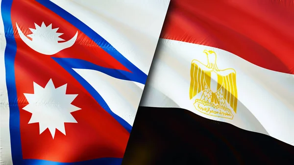 Nepal and Egypt flags. 3D Waving flag design. Nepal Egypt flag, picture, wallpaper. Nepal vs Egypt image,3D rendering. Nepal Egypt relations alliance and Trade,travel,tourism concep