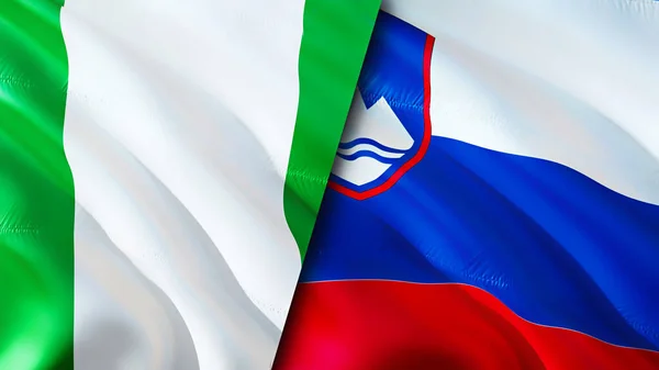 Nigéria Szlovénia Zászlói Integető Zászló Design Nigéria Szlovénia Zászló Kép — Stock Fotó
