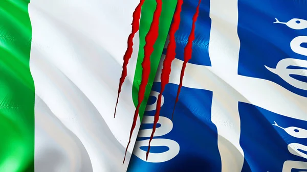 Nigeria Martinique Vlaggen Met Litteken Concept Wuivende Vlag Weergave Nigeria — Stockfoto