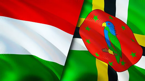 Hungary Dominica Flags Waving Flag Design Hungary Dominica Flag Picture — Stock Photo, Image