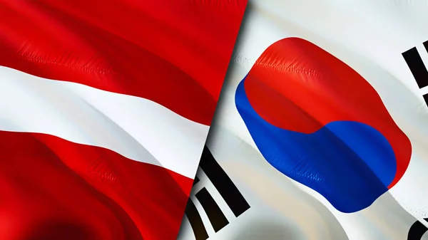 라트비아와 한국의 웨이브 디자인 라트비아 Latvia South Korea Image 렌더링 — 스톡 사진