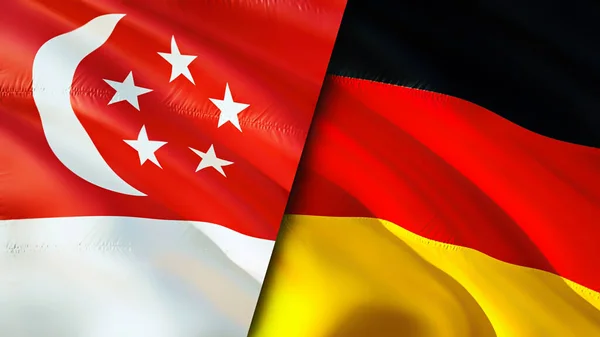 Singapore Germany Flags Waving Flag Design Singapore Germany Flag Picture — Stock Photo, Image