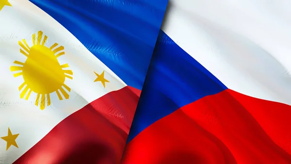 Philippines Czech Flags Waving Flag Design Philippines Czech Flag Picture — Stock Photo, Image