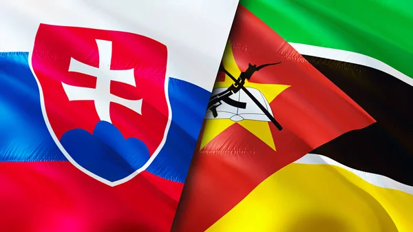 Bandiere Della Slovacchia Del Mozambico Progettazione Bandiera Sventolante Slovacchia Bandiera — Foto Stock