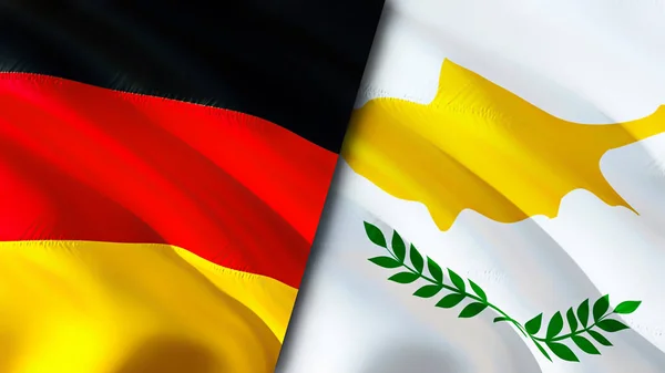 Germany and Cyprus flags. 3D Waving flag design. Germany Cyprus flag, picture, wallpaper. Germany vs Cyprus image,3D rendering. Germany Cyprus relations alliance and Trade,travel,tourism concep