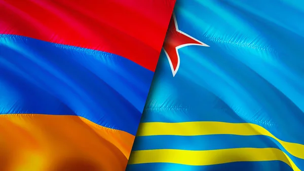 Armenia Aruba Flags Waving Flag Design Armenia Aruba Flag Picture — 图库照片