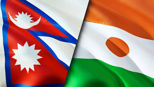 Nepal Niger Flags Waving Flag Design Nepal Niger Flag Picture —  Fotos de Stock