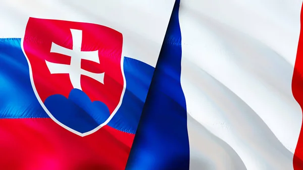 Slovakia France Flags Waving Flag Design Slovakia France Flag Picture — Stock Fotó