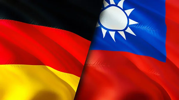 Флаги Германии Тайваня Wawing Дизайн Флага Флаг Германии Тайвань Фото — стоковое фото