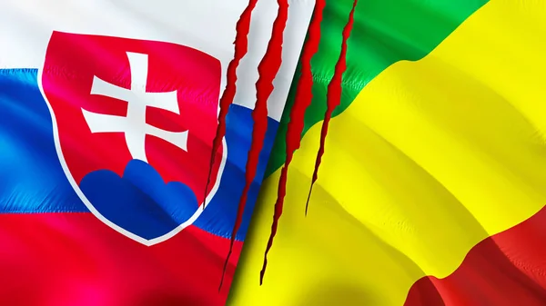 Eslovaquia Congo Banderas Con Concepto Cicatriz Bandera Ondeante Representación Eslovaquia — Foto de Stock
