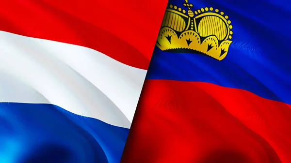 Bandiere Dei Paesi Bassi Liechtenstein Progettazione Bandiera Sventolante Paesi Bassi — Foto Stock