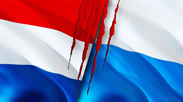 Nederland San Marino Vlaggen Met Litteken Concept Wuivende Vlag Weergave — Stockfoto