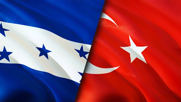 Honduras Törökország Zászlói Integető Zászló Design Honduras Törökország Zászló Kép — Stock Fotó