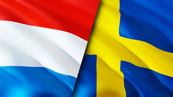 Flagi Luksemburga Szwecji Projektowanie Flagi Luksemburg Szwecja Flaga Obraz Tapeta — Zdjęcie stockowe