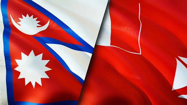 Nepal Wallis Futuna Flags Waving Flag Design Nepal Wallis Futuna — Stock Photo, Image