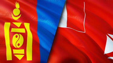 Moğolistan, Wallis ve Futuna bayrakları. 3 boyutlu dalgalanan bayrak tasarımı. Moğolistan Wallis ve Futuna bayrağı, resim, duvar kağıdı. Moğolistan, Wallis ve Futuna 'ya karşı, görüntü 3D. Moğolistan Wallis ve Futun