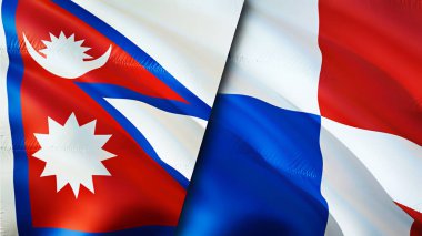 Nepal ve Panama bayrakları. 3 boyutlu dalgalanan bayrak tasarımı. Nepal Panama bayrağı, resim, duvar kağıdı. Nepal, Panama 'ya karşı, görüntü 3 boyutlu. Nepal Panama ilişkileri ittifak ve ticaret, seyahat, turizm konsepti