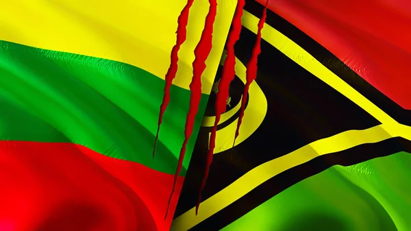 Lituania Vanuatu Banderas Con Concepto Cicatriz Bandera Ondeante Representación Lituania —  Fotos de Stock