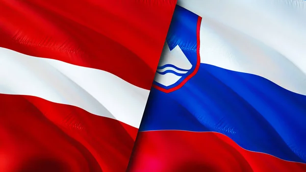 Latvia and Slovenia flags. 3D Waving flag design. Latvia Slovenia flag, picture, wallpaper. Latvia vs Slovenia image,3D rendering. Latvia Slovenia relations alliance and Trade,travel,tourism concep