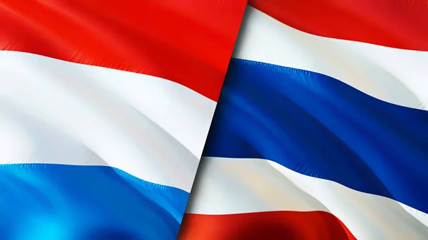 Drapeaux Luxembourg Thaïlande Drapeau Agitant Design Drapeau Image Fond Écran — Photo