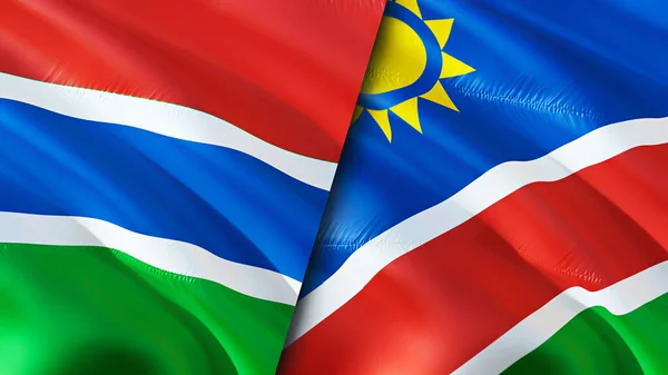 Bandeiras Gâmbia Namíbia Acenando Design Bandeira Gâmbia Bandeira Namíbia Foto — Fotografia de Stock