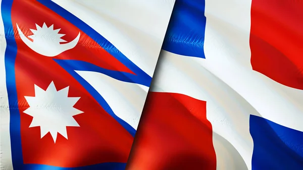 Bandeiras Nepal República Dominicana Acenando Design Bandeira Nepal República Dominicana — Fotografia de Stock