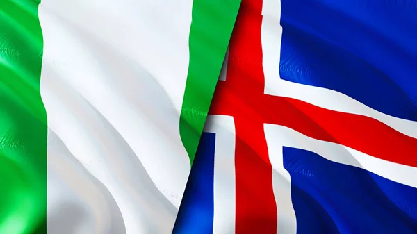 Nigeria Iceland Flags Waving Flag Design Nigeria Iceland Flag Picture — Stock Photo, Image