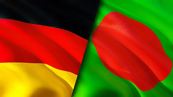 Germany and Bangladesh flags. 3D Waving flag design. Germany Bangladesh flag, picture, wallpaper. Germany vs Bangladesh image,3D rendering. Germany Bangladesh relations alliance an