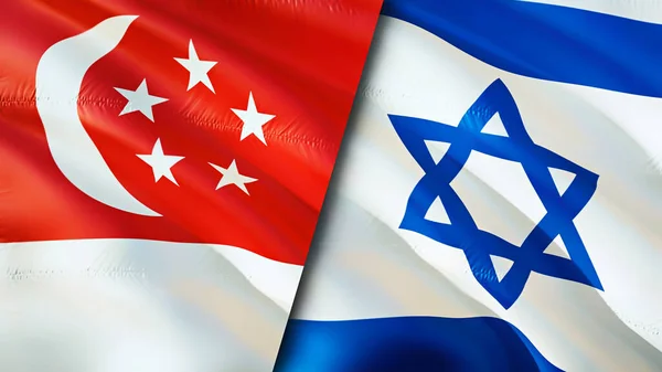 Banderas Singapur Israel Diseño Banderas Waving Singapur Israel Bandera Foto — Foto de Stock