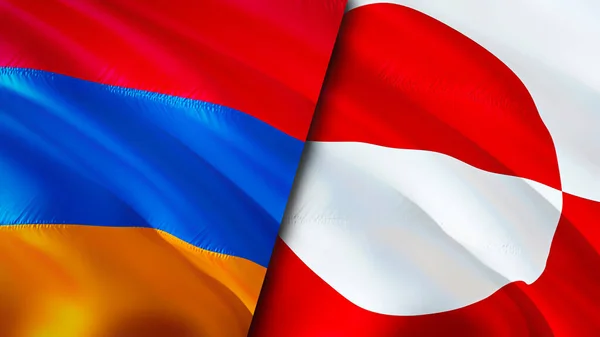 Örményország Grönland Zászlói Integető Zászló Design Örményország Grönland Zászló Kép — Stock Fotó