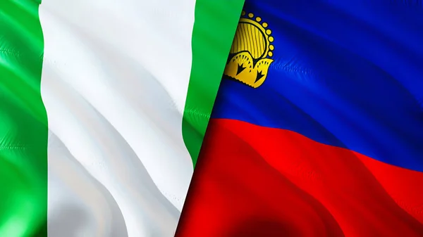 Flaggen Nigerias Und Liechtensteins Fahnenschwenken Nigeria Liechtenstein Flagge Bild Tapete — Stockfoto