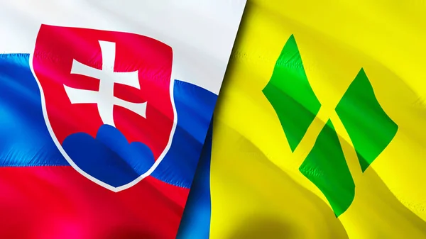 Slovakien Och Saint Vincent Och Grenadinerna Flaggar Viftande Flagga Design — Stockfoto