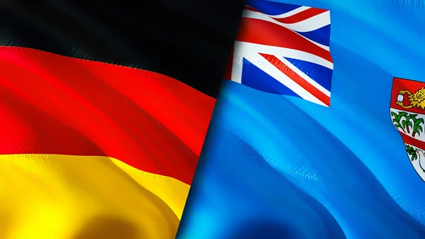 Germany and Fiji flags. 3D Waving flag design. Germany Fiji flag, picture, wallpaper. Germany vs Fiji image,3D rendering. Germany Fiji relations alliance and Trade,travel,tourism concep