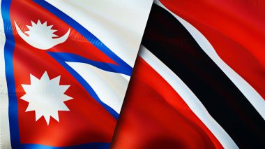 Nepal, Trinidad ve Tobago bayrakları. 3 boyutlu dalgalanan bayrak tasarımı. Nepal Trinidad ve Tobago bayrağı, resim, duvar kağıdı. Nepal, Trinidad ve Tobago 'ya karşı, görüntü 3 boyutlu. Nepal Trinidad ve Tobago ilişkisi