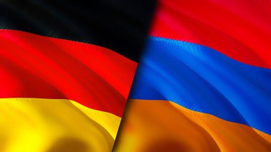 Germany and Armenia flags. 3D Waving flag design. Germany Armenia flag, picture, wallpaper. Germany vs Armenia image,3D rendering. Germany Armenia relations alliance and Trade,travel,tourism concep