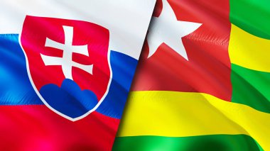 Slovakia and Togo flags. 3D Waving flag design. Slovakia Togo flag, picture, wallpaper. Slovakia vs Togo image,3D rendering. Slovakia Togo relations alliance and Trade,travel,tourism concep