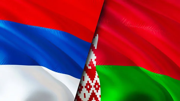 Serbia and Belarus flags. 3D Waving flag design. Serbia Belarus flag, picture, wallpaper. Serbia vs Belarus image,3D rendering. Serbia Belarus relations alliance and Trade,travel,tourism concep