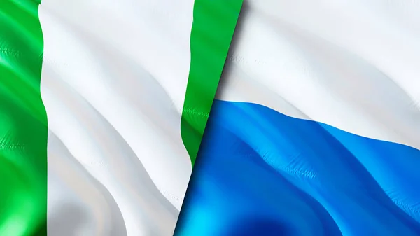 Σημαίες Νιγηρίας Και Αγίου Μαρίνου Σχεδιασμός Τρισδιάστατης Κυματιστή Σημαίας Νιγηρία — Φωτογραφία Αρχείου