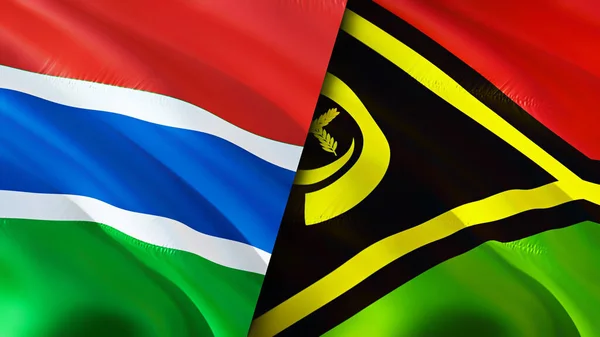 Gambia Vanuatu Flags Waving Flag Design Gambia Vanuatu Flag Picture — Fotografia de Stock