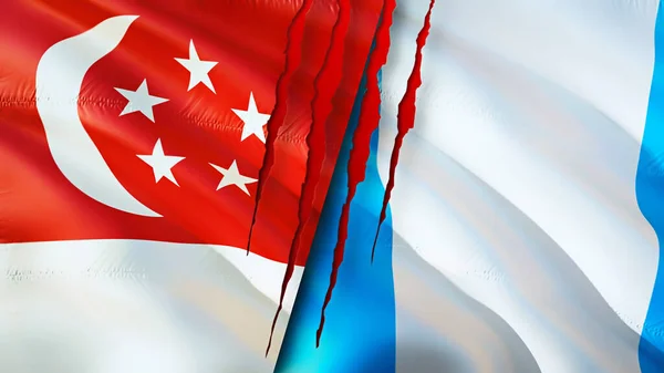 Singapore Guatemala Flags Scar Concept Waving Flag Rendering Singapore Guatemala — Stock Photo, Image