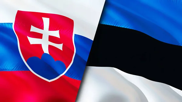 Slovakia and Estonia flags. 3D Waving flag design. Slovakia Estonia flag, picture, wallpaper. Slovakia vs Estonia image,3D rendering. Slovakia Estonia relations alliance and Trade,travel,touris