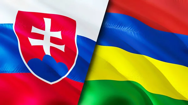 Slovakia Mauritius Flags Waving Flag Design Slovakia Mauritius Flag Picture — Stockfoto